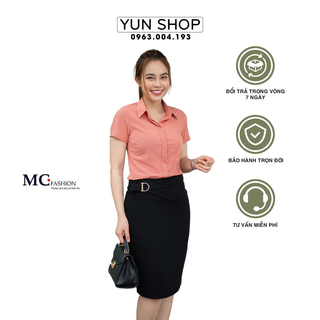 Áo Sơ Mi Nữ Kẻ Caro Công Sở - MC Fashion A645 Màu Cam