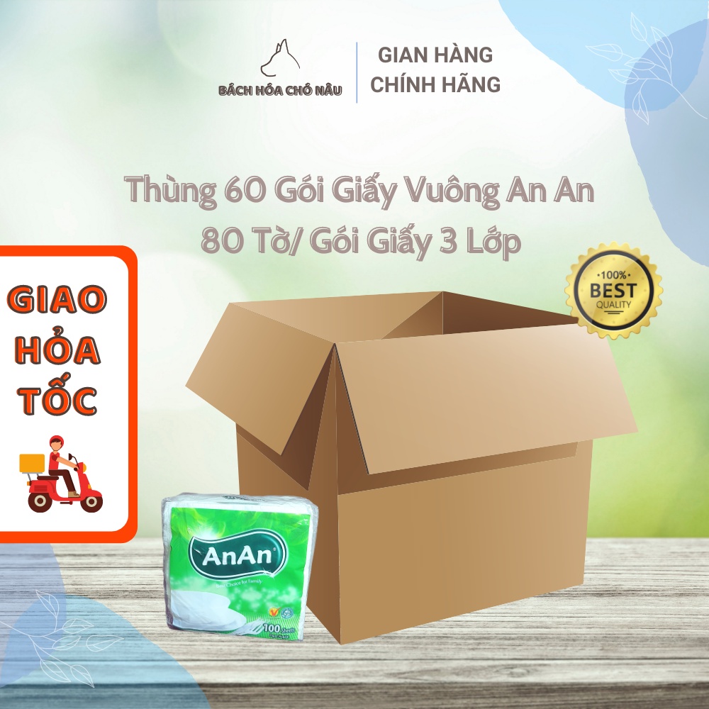 Thùng 60 Gói Giấy Ăn Vuông An An Pop Up Mini 100 Tờ/ Gói Giấy 3 Lớp Không Mùi 10 cmx20 cm [ Hàng Mới Chính Hãng]