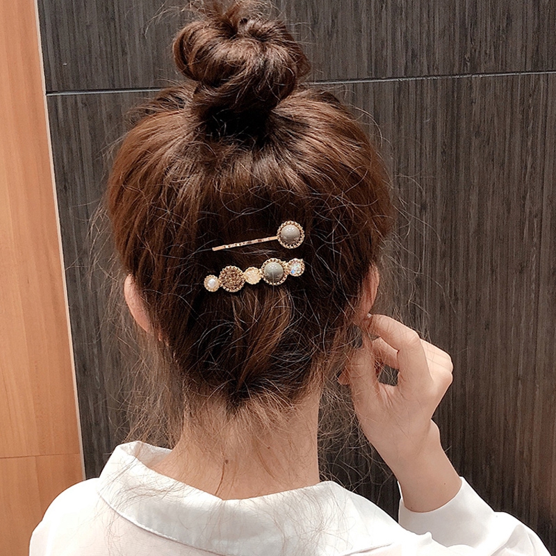 Kẹp Tóc Đính Đá Và Ngọc Trai Nhân Tạo Phong Cách Hàn Quốc
