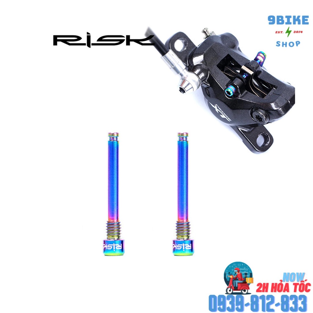 Bộ 2 con ốc Titan giữ bố thắng má phang thắng đĩa xe đạp Risk