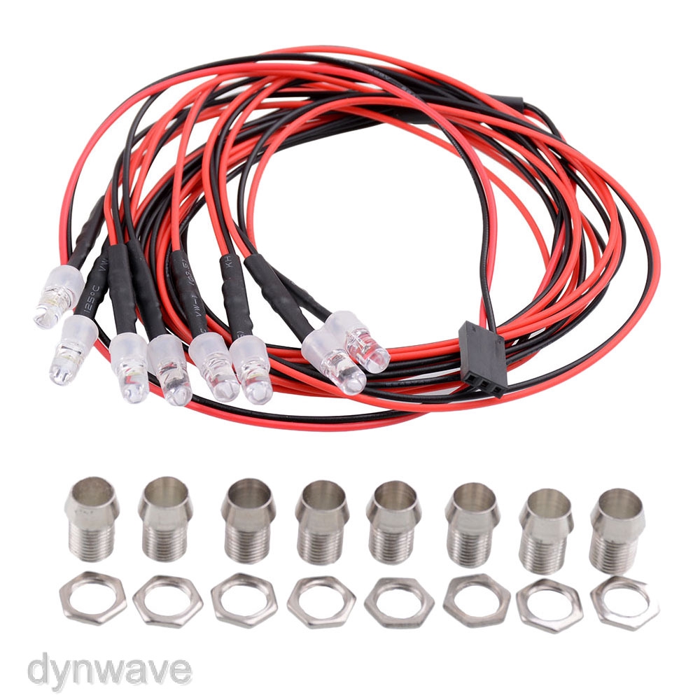 [DYNWAVE] 8pcs LED Light Headlight Kit for 1/5 1/8 1/10 1/12 1/16 RC Car Truck Model