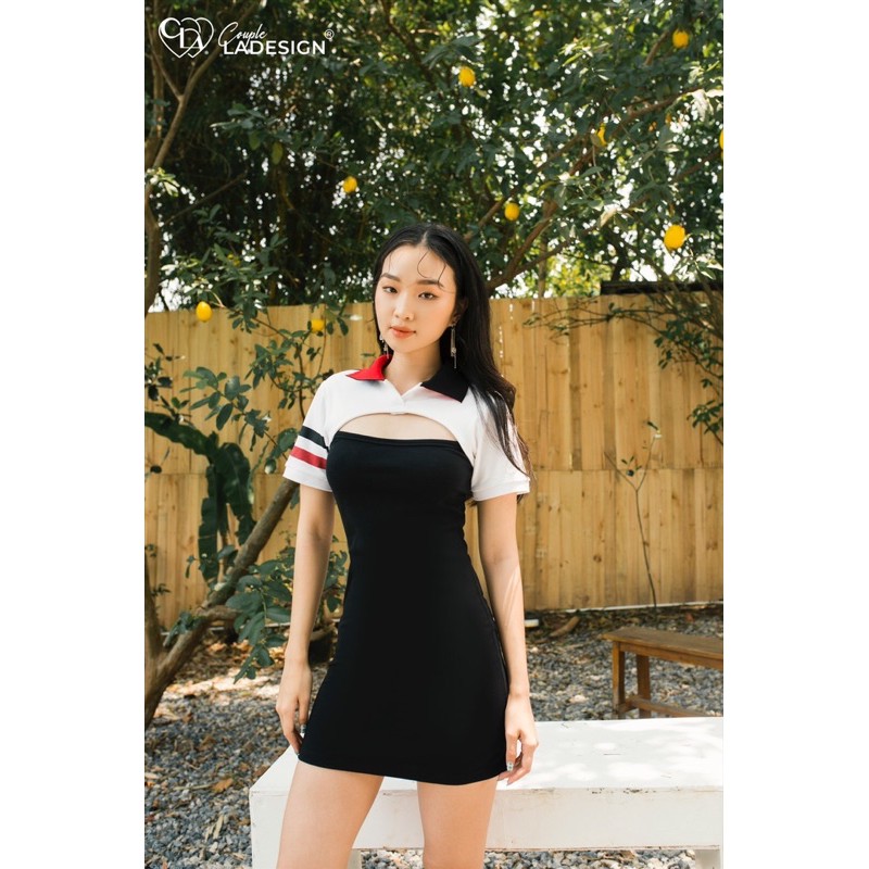 Áo đôi nam nữ CoupleLADESIGN váy đầm áo polo Couple năng động thiết kế Andrea Dress x Samson Polo Shirt