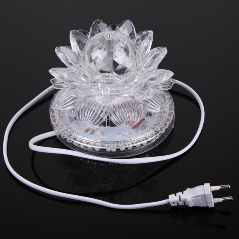 Đèn led Sân Khấu Hình Hoa Sen Pha Lê Xoay Tự Động Có Phích Cắm Di Động Trang Trí Tiệc Cưới / Giáng Sinh