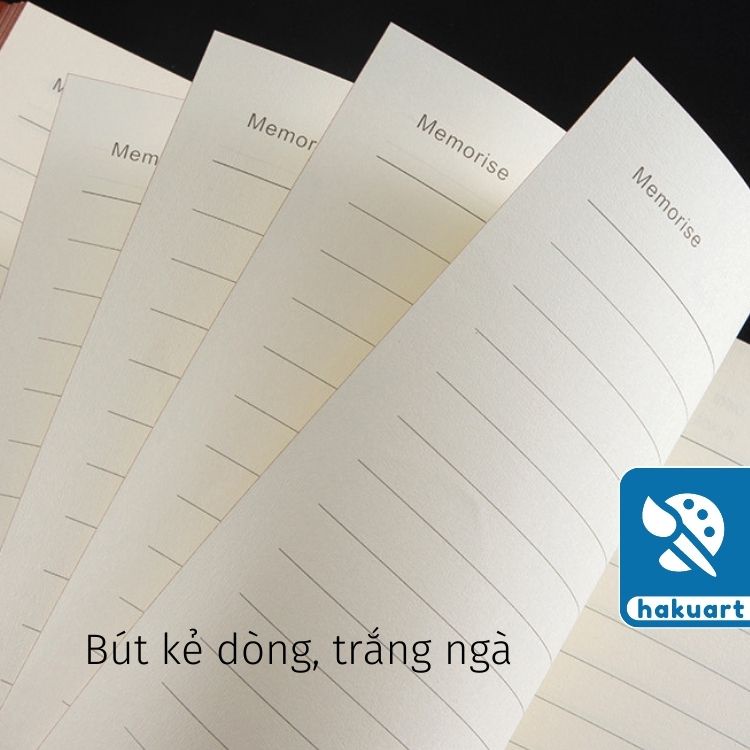 Sổ tay Journal bìa da PU  giấy kẻ dòng, trắng ngà size A5 B5 - Họa Cụ Hakuart