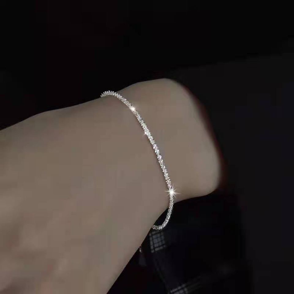Vòng Tay Hai Lớp Bằng Bạc Đơn Giản Phong Cách Hàn Quốc Cho Nữ