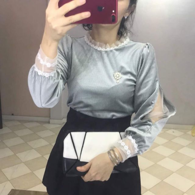 Áo nhung tay bồng