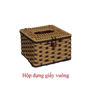 Hộp đựng giấy vuông ( đan giả mây)