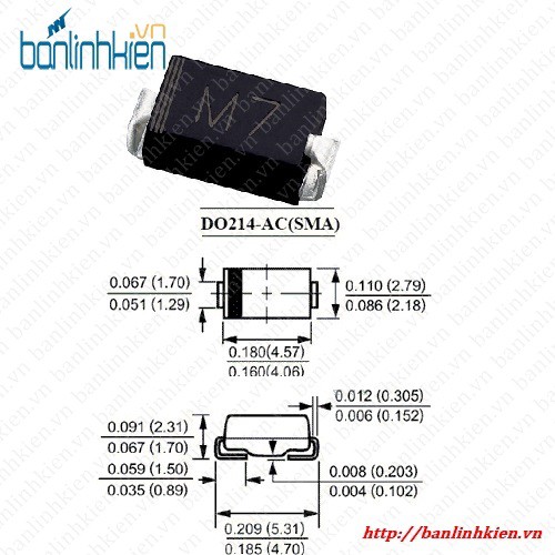 [Đi ốt chỉnh lưu] Diode M7 1N4007 SMD 1A 1000V (10c)