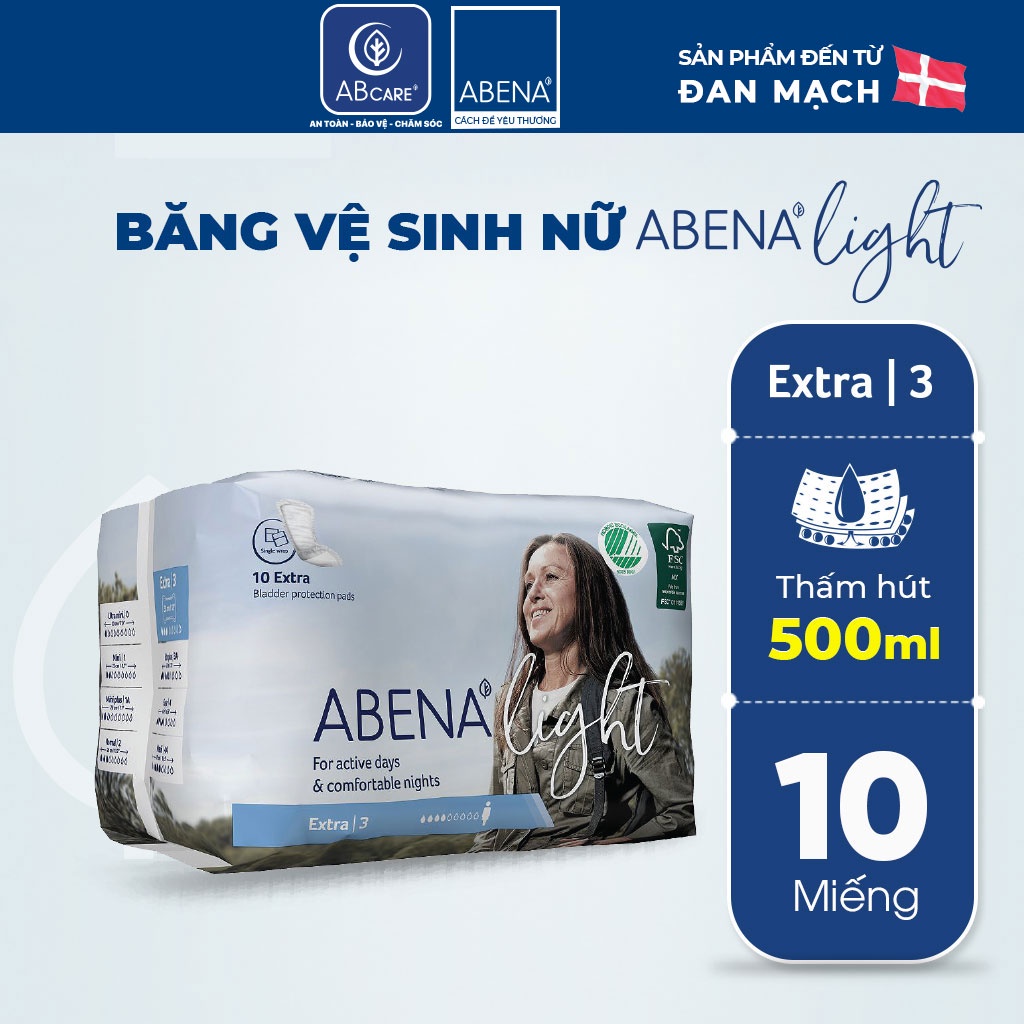 Băng vệ sinh siêu thấm hút  Abena Light Extra 3 thấm hút 500ml nhập khẩu đan mạch gói 10 miếng
