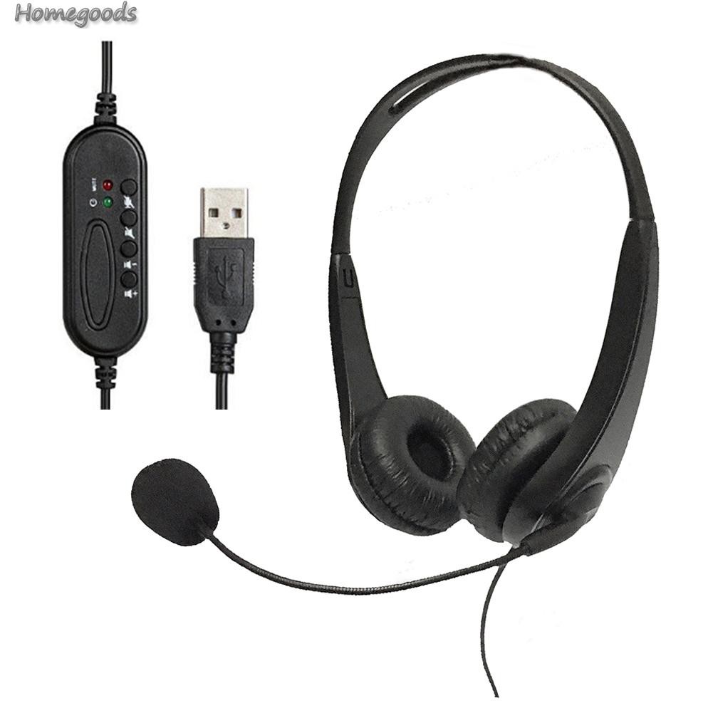 HOME-USB Wired Line Control Noise Reduction MIC Headphone for Online Call Center-GOODS