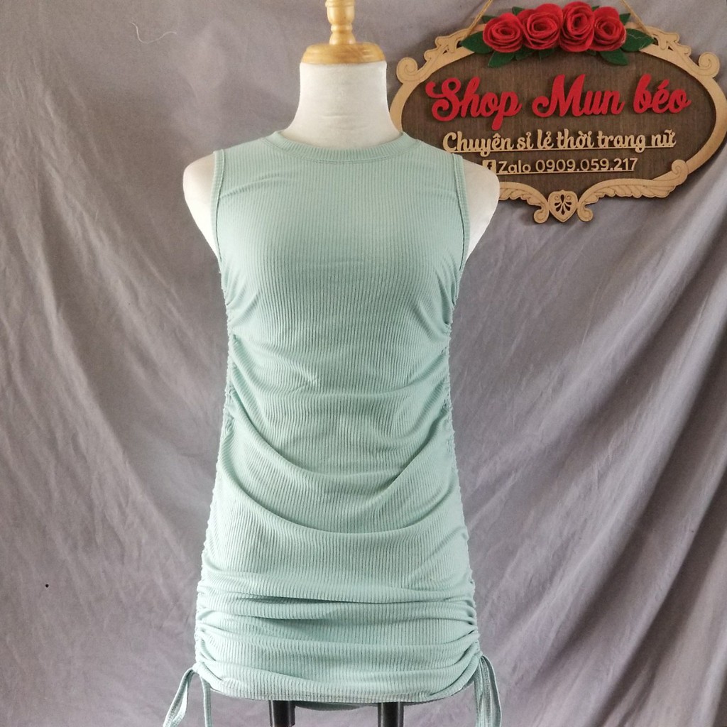 Đầm Body Sát Nách Dây Rút Sườn Hàng VNXK (CAM+XANH+ĐEN) | BigBuy360 - bigbuy360.vn