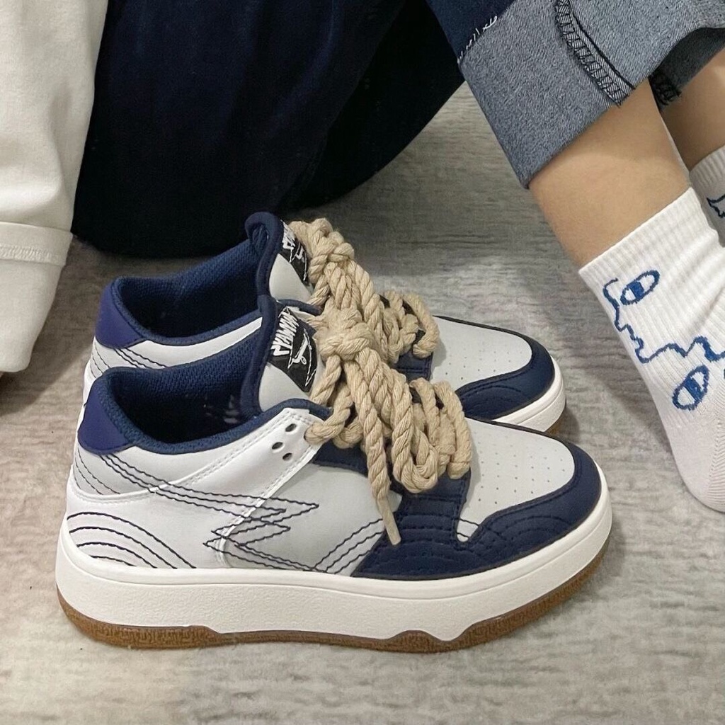 Giày thể thao sneaker buộc dây ulzzang phối dây thừng phong cách Hàn Quốc