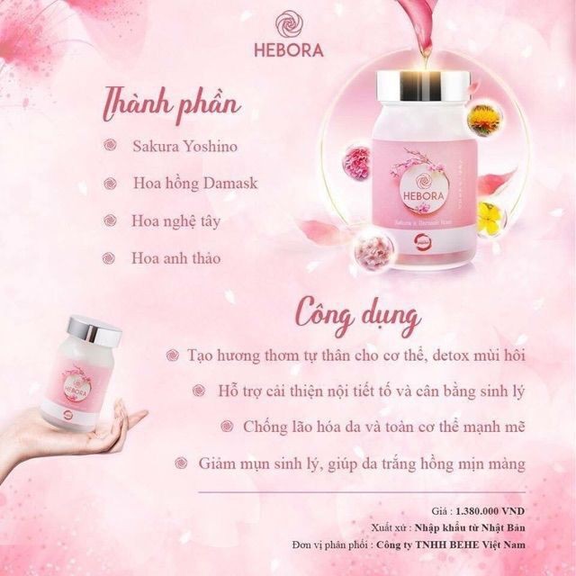 HEBORA- Viên Uống HEBORA Tỏa Hương Thơm Cơ Thể Khử Mùi Cải Thiện Sinh Lý Nữ | BigBuy360 - bigbuy360.vn