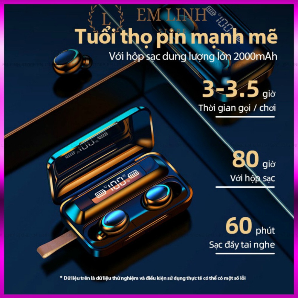 Tai Nghe Bluetooth True Wireless F9 PRO Bluetooth 5.0 | Bản Quốc Tế | Cảm Ứng | Chống Nước boxshop