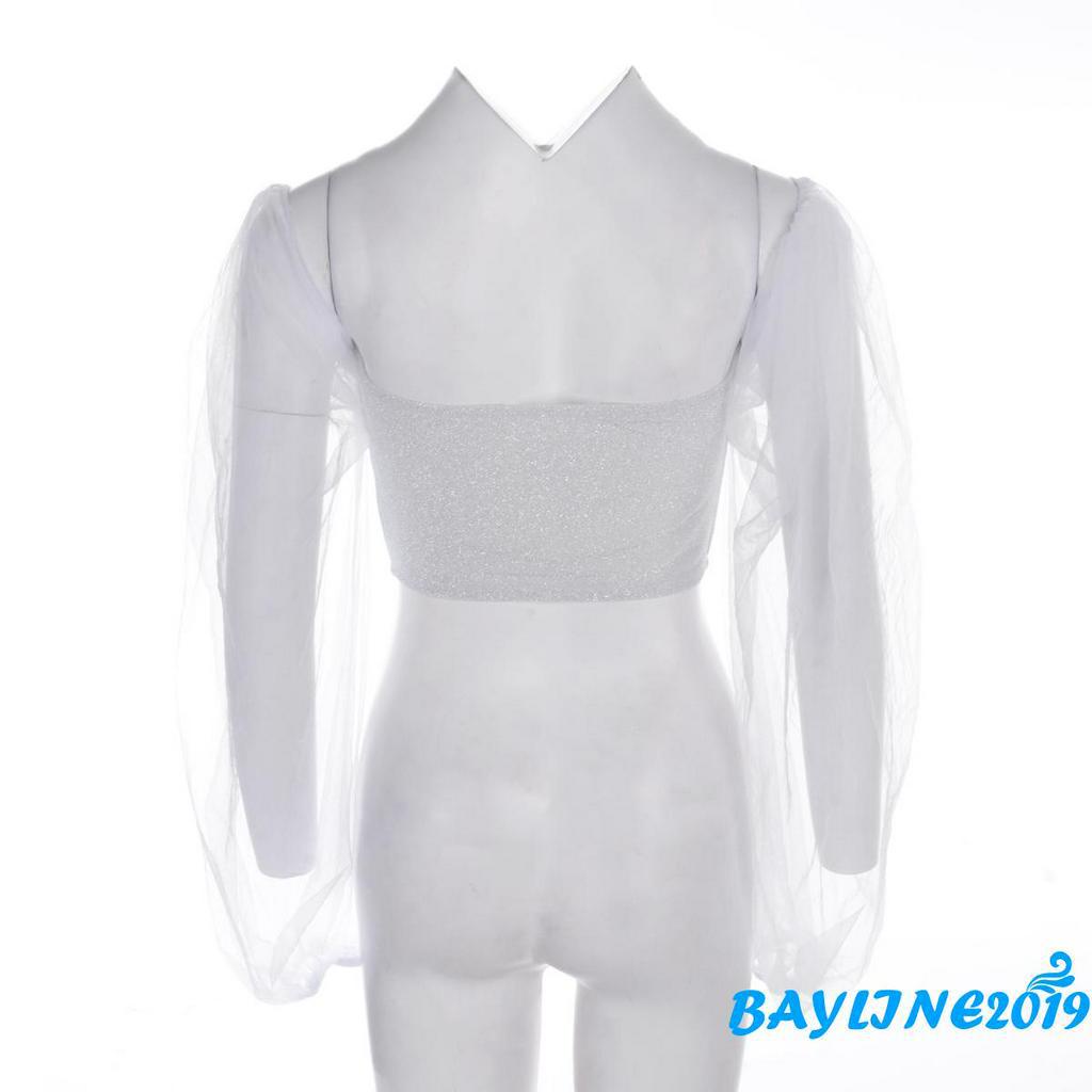 Áo Lửng Tay Dài Trễ Vai Quyến Rũ Cho Nữ