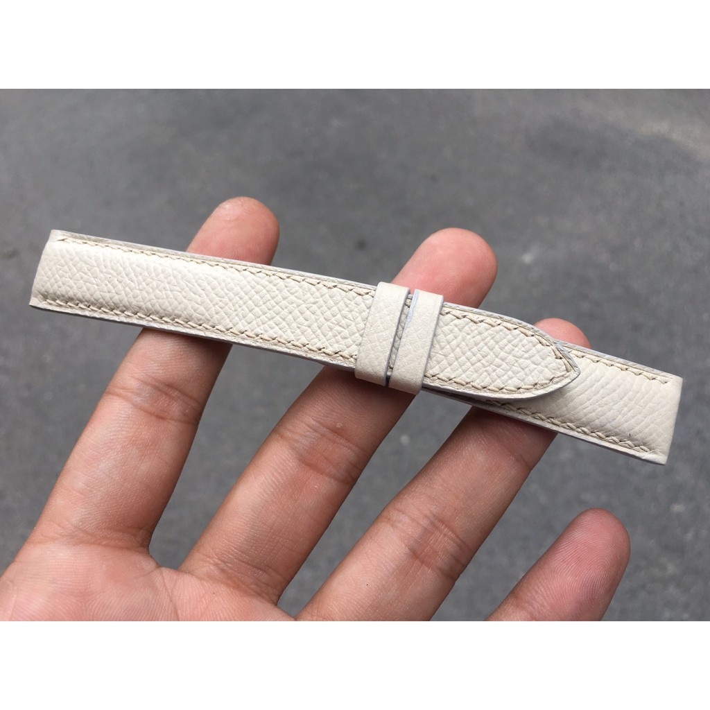 Dây Đồng Hồ Da Bò Epsom Cao Cấp Chống Bám Bụi Màu Kem