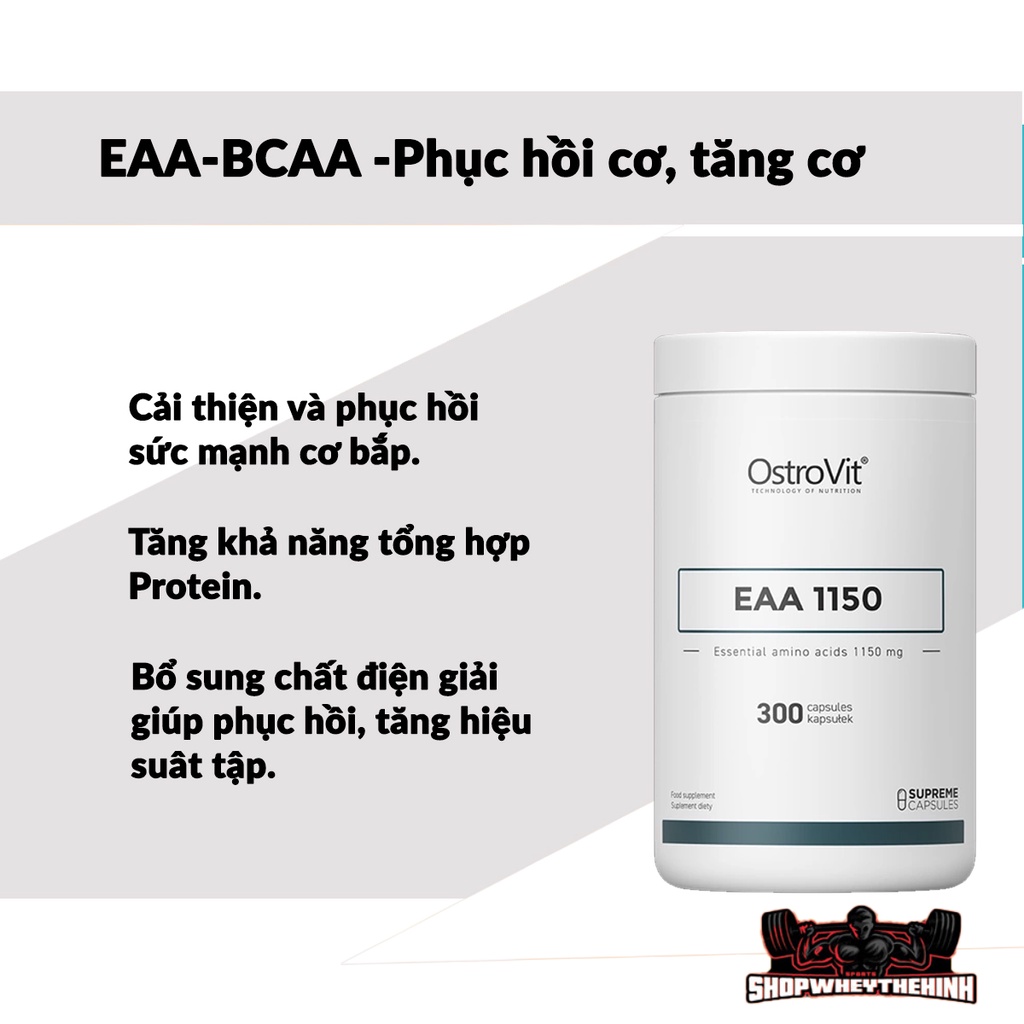 AMINO EAA 1150MG OSTROVIT - Hổ trợ phục hồi phát triển cơ, bổ sung axit amino thiết yếu dạng viên tiện dụng