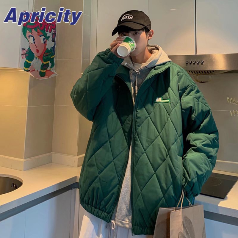 Aprilicity Áo Khoác Phao Cổ Đứng Đính Kim Cương Phong Cách Hong Kong Thời Trang Mùa Đông Cho Nam