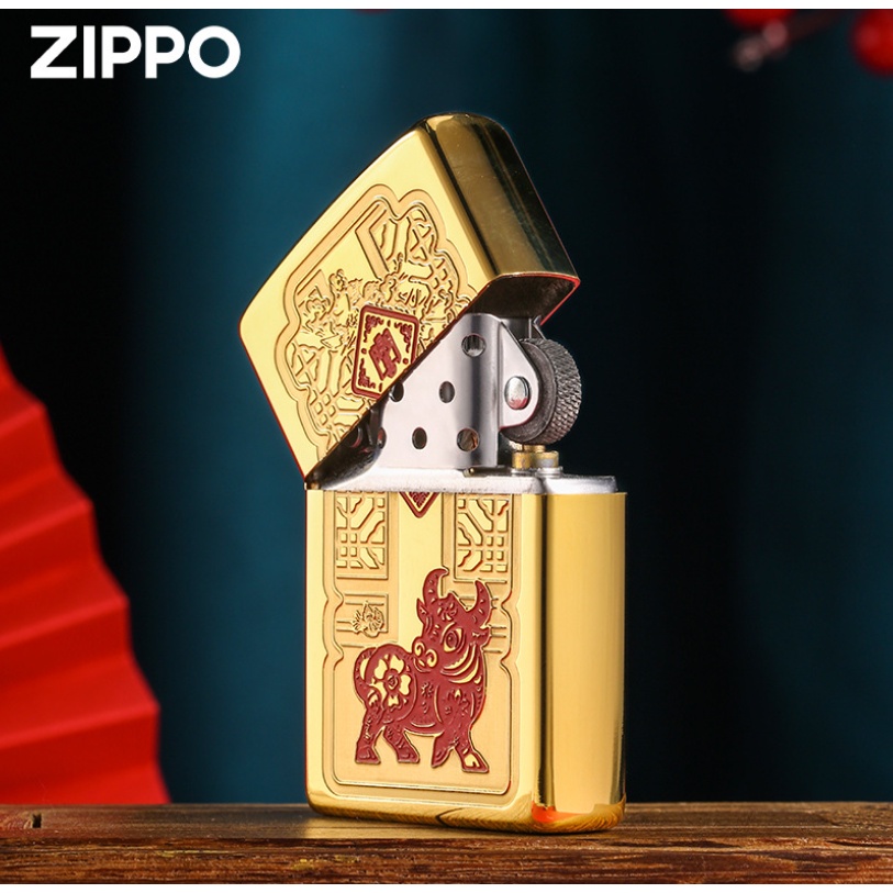 Mô Hình Zippo trâu mạ vàng xuân Tân Sửu