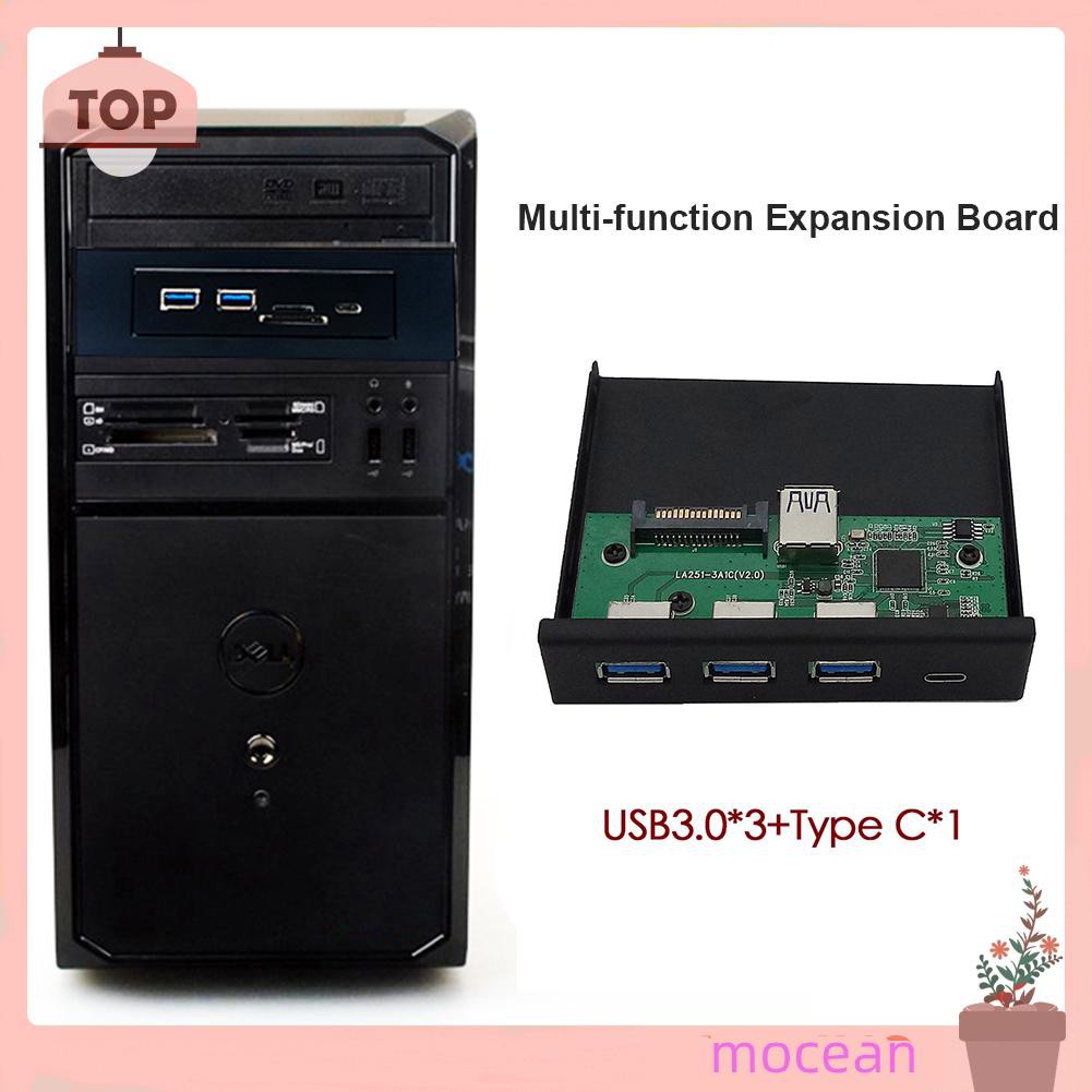 Mocean 5 Port Front Panel TYPE-C 2 USB 3.0 5.25/3.5 inch Floppy Bay Adapter for PC