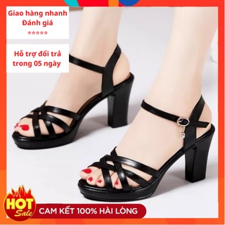 Dép nữ cao gót 3 phân, 5 phân, 7 phân và 8 phân Xăng-đan ĐẸP mẫu quai hậu đan gót vuông chắc chắn, Thời Trang hè KH-05