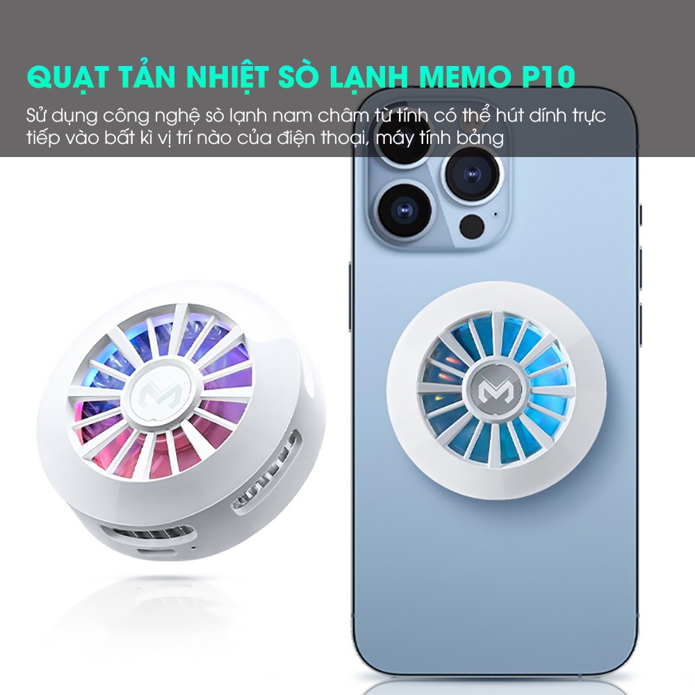 Quạt tản nhiệt điện thoại sò lạnh SIDOTECH P10 hút nam châm làm mát LED RGB gaming nhỏ gọn cho điện thoại máy tính bảng