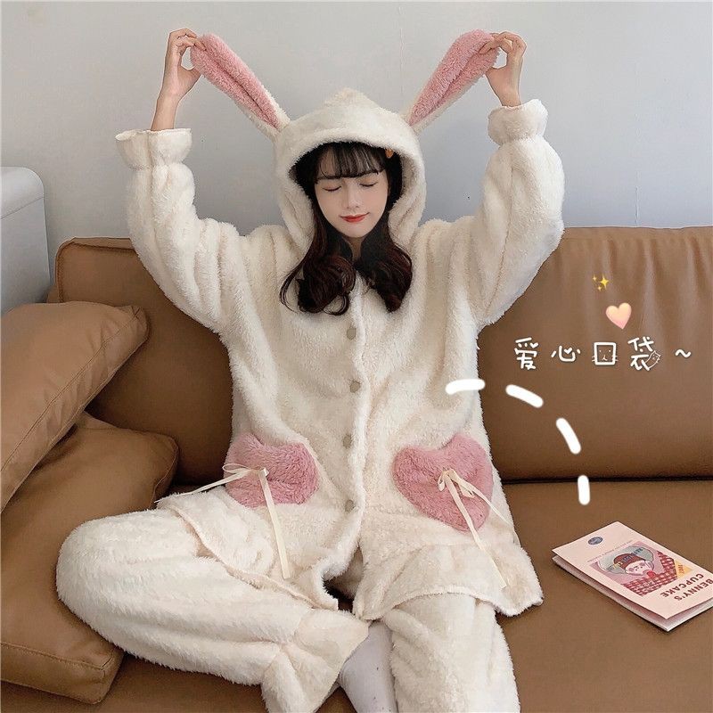 (Order 10 ngày)_Bộ Ngủ Thỏ Túi Tim 2 Màu Ulzzang N19 | BigBuy360 - bigbuy360.vn