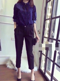 Áo sơ mi chấm bi lụa mát