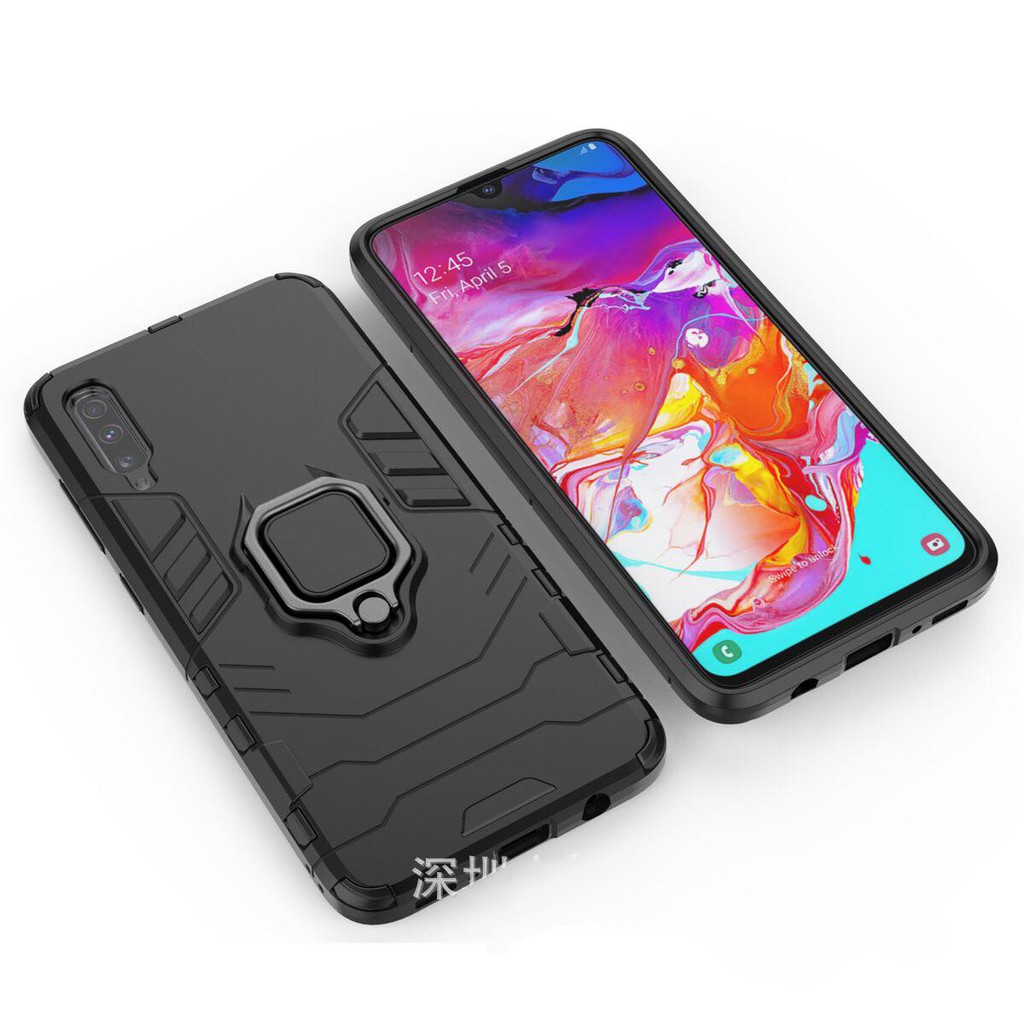 Ốp lưng Samsung Galaxy A70 chống sốc Iron Man gắn giá đỡ iring hỗ trợ xem video, chống va đập mạnh