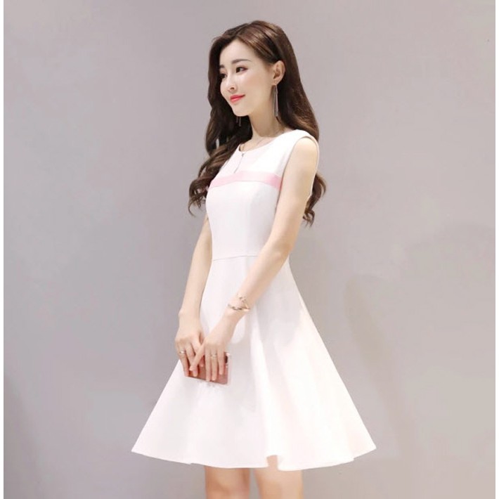Đầm xoè phối màu trắng hồng thời trang The Xuchu - THEXUCHU35 - 1858263
