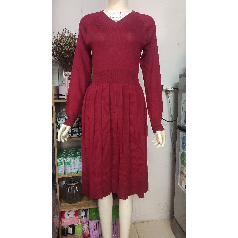 [HÀNG SẴN QUẢNG CHÂU] Váy Len Dệt Kim Dáng Xoè Cổ Tim Tay Bo Dáng Xoè Phong Cách Công Chúa Pháp Vintage Retro Sang Chảnh | BigBuy360 - bigbuy360.vn