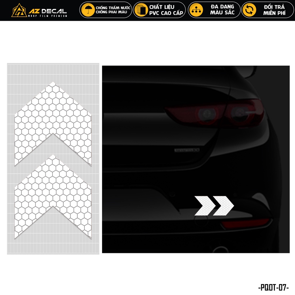 Tem Phản Quang Ô Tô Hình Mũi Tên | PQOT-07 | Decal Dán Cản Sau Sườn Cửa Xe Hơi Oto Chống Nước Bền Màu