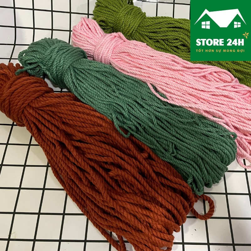 10 mét dây thừng cotton màu 1 xoắn, nguyên liệu làm macrame, làm rèm treo, phối màu đa dạng I Store 24h