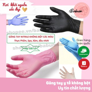 Găng tay y tế không bột hai màu xanh, đen, găng tay bảo hộ lao động có độ tinh sạch cao 50 đôi