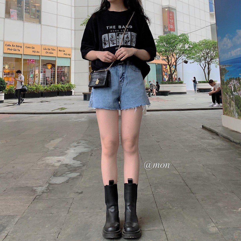 200605 Quần short jeans nữ - quần short bò ulzzang basic màu xanh có size