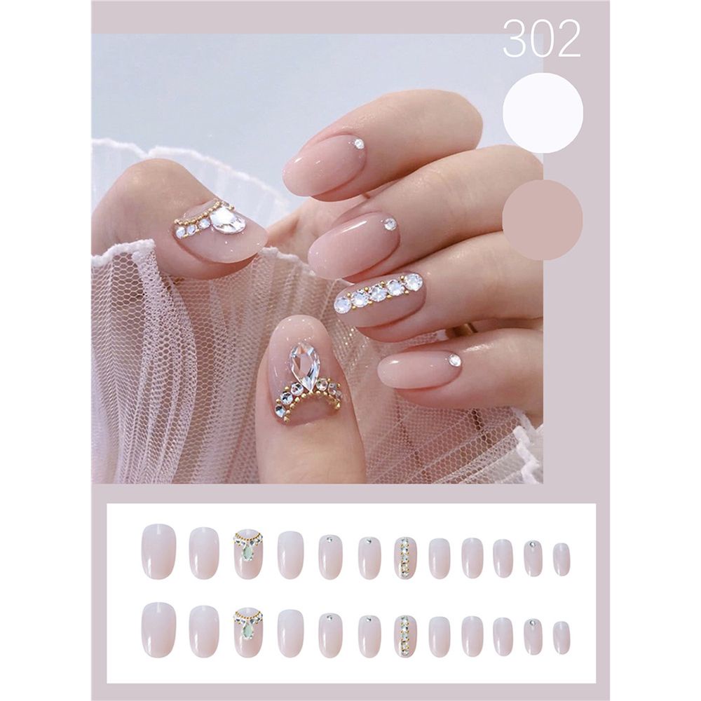 Set 24 Móng Tay Giả Đầu Tròn/Vuông Có Thể Tháo Rời Che Phủ Toàn Diện