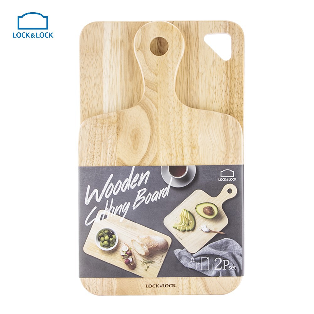 Bộ 2 Thớt Gỗ Cây Cao Su Lock&Lock LWC001S2