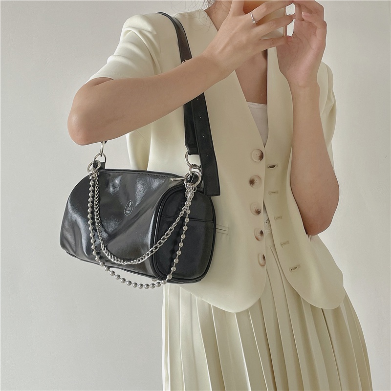 Túi Đeo Vai Hình Trụ Phối Dây Xích Thời Trang Mùa Hè Hàn Quốc 2022