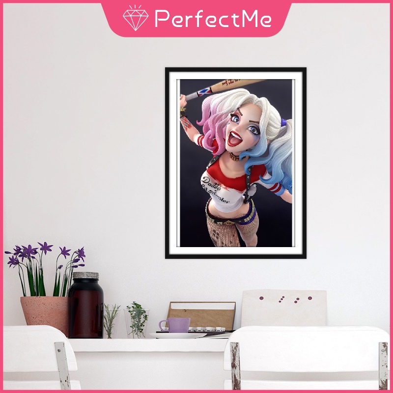 Bộ tranh đính đá 5D tự làm hình cô gái Harley quinn kích thước 30x40cm