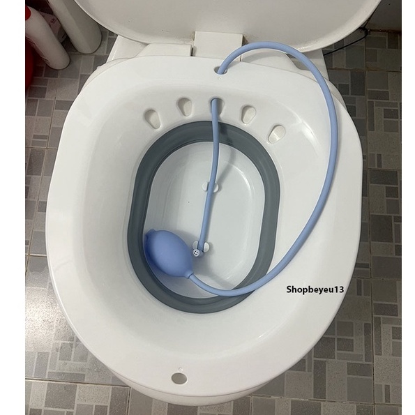 Chậu xông vùng kín gấp gọn kèm vòi xịt,Có che tên sản phẩm