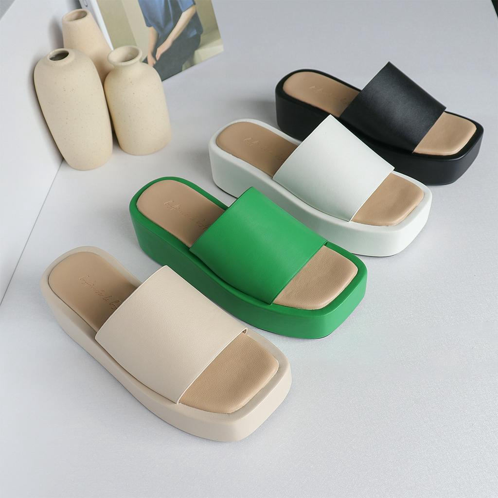 Dép nữ đế bánh mì Pumps Buckled Sandal đi biển quai ngang thời trang bAimée & bAmor - MS3047