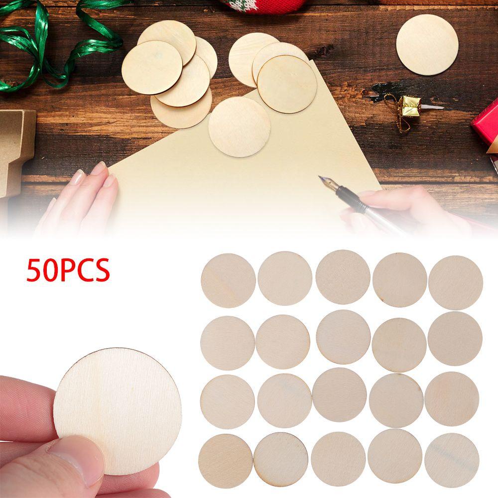 FOREVER Bộ 50 Miếng Gỗ Tròn Trang Trí Thủ Công