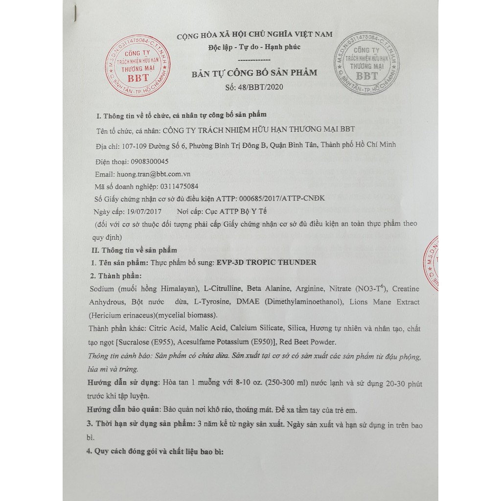 Evogen EVP-3D Pre-Workout  Không Caffein, Tăng Sức Mạnh, L-Citruline, Beta-Alanine, Creatine, NO3-T