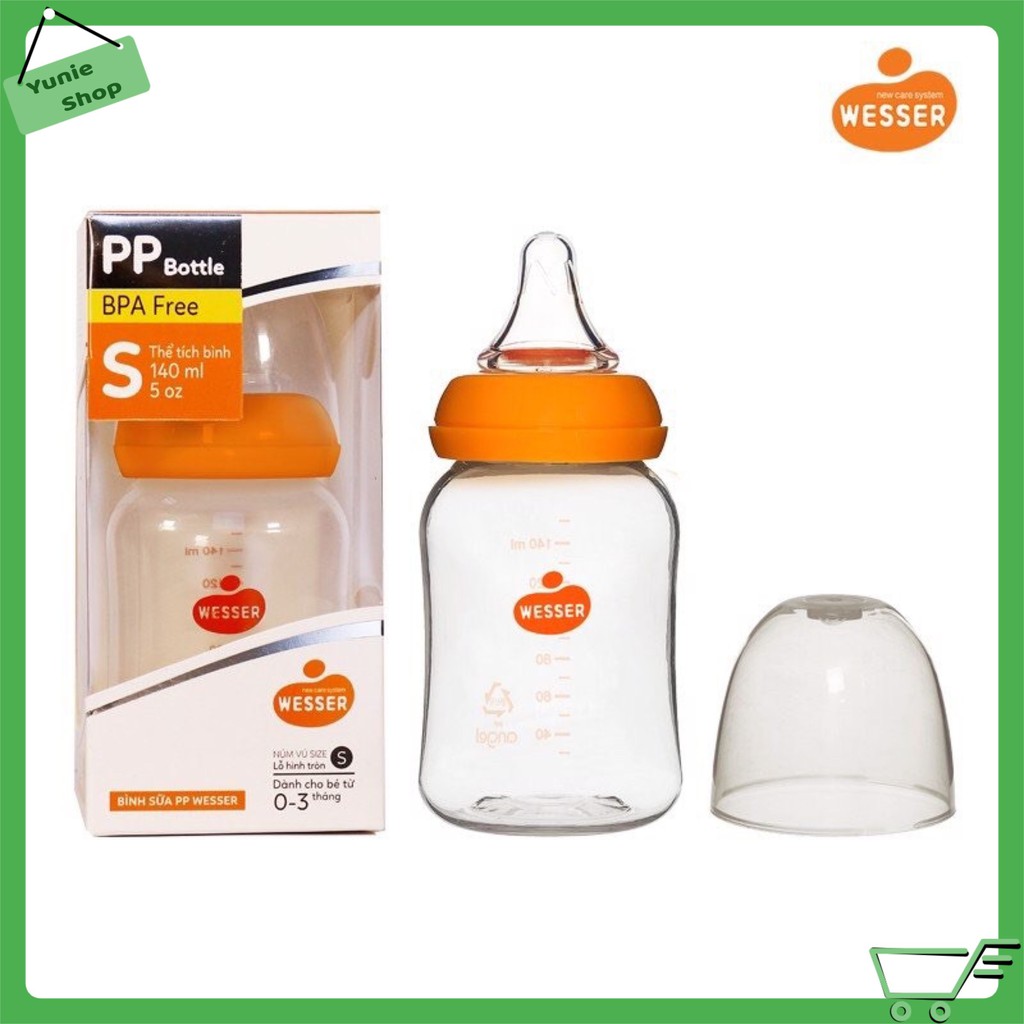 [CHÍNH HÃNG] Bình sữa WESSER cổ hẹp PP kháng khuẩn 60ML/140ML/250ML