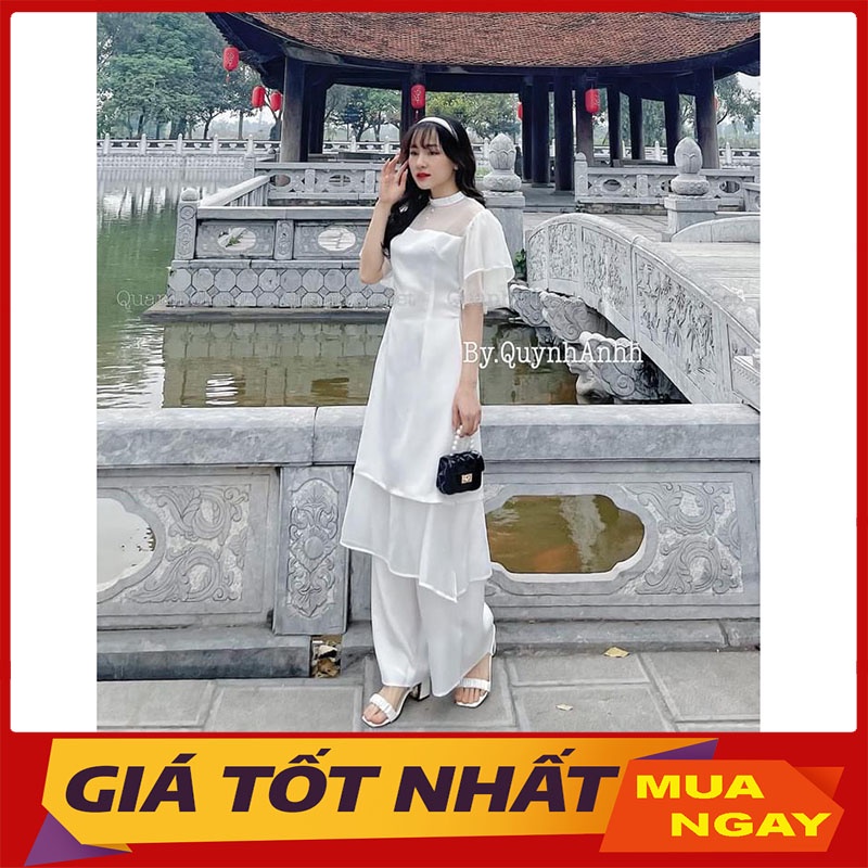 Áo Dài Cách Tân Cánh Tiên Chất Tơ 2 Lớp Dáng Tiểu Thư M0778