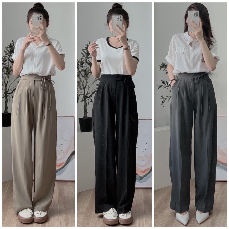 [HÀNG SẴN]QUẦN CULOTTES ỐNG RỘNG CỘT DÂY EO 295