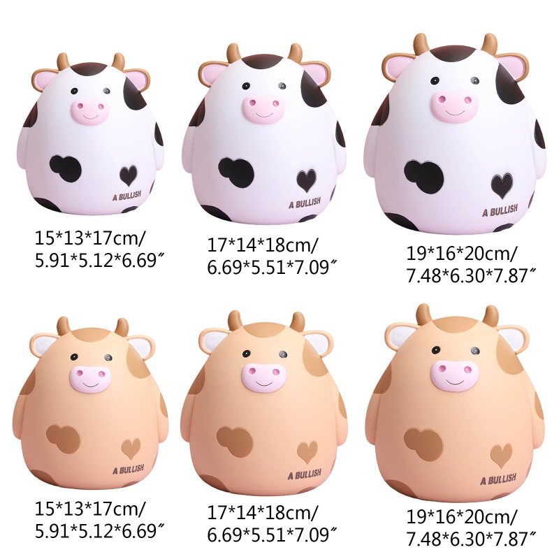 Hộp Đựng Tiền Tiết Kiệm Bằng Vinyl Hình Bò Hoạt Hình Sáng Tạo Trang Trí Phòng Ngủ/Phòng Bé