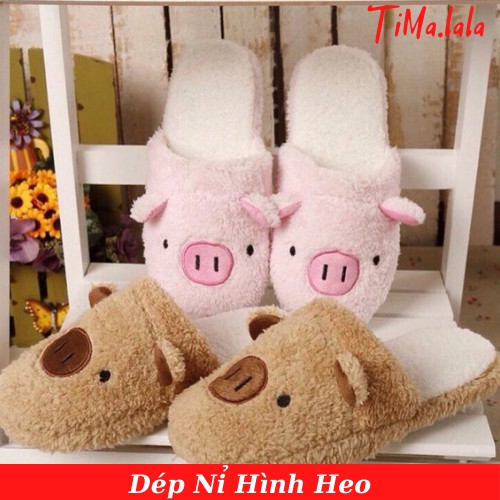 DÉP ĐI TRONG NHÀ ❤️FREE SHIP❤️ DÉP BÔNG HÌNH HEO ĐI TRONG NHÀ XINH XẮN TiMa.lala ĐẾ CAO SU