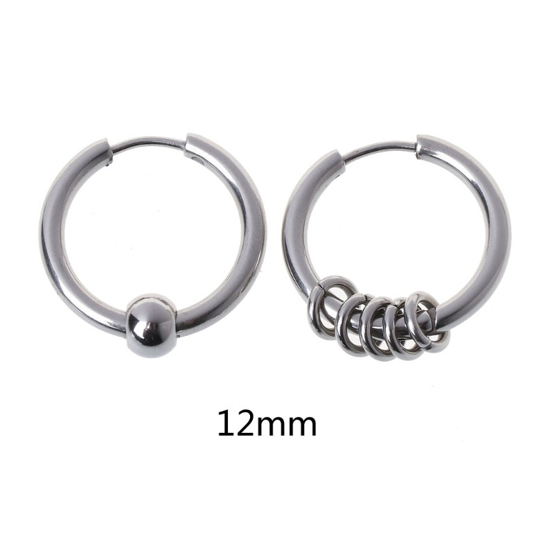 Bông Tai Tròn Bằng Thép Titan 8mm - 20mm