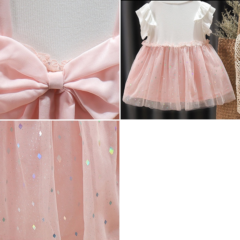 Bộ Áo Sơ Mi Phối Nơ + Chân Váy Xinh Xắn Thời Trang Cho Bé Gái akku